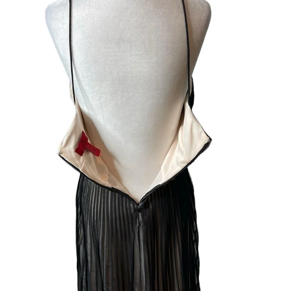 JS Collections Black Chiffon Cocktail Dress Beaded Waist | Size 6 - Picture 5 of 10
